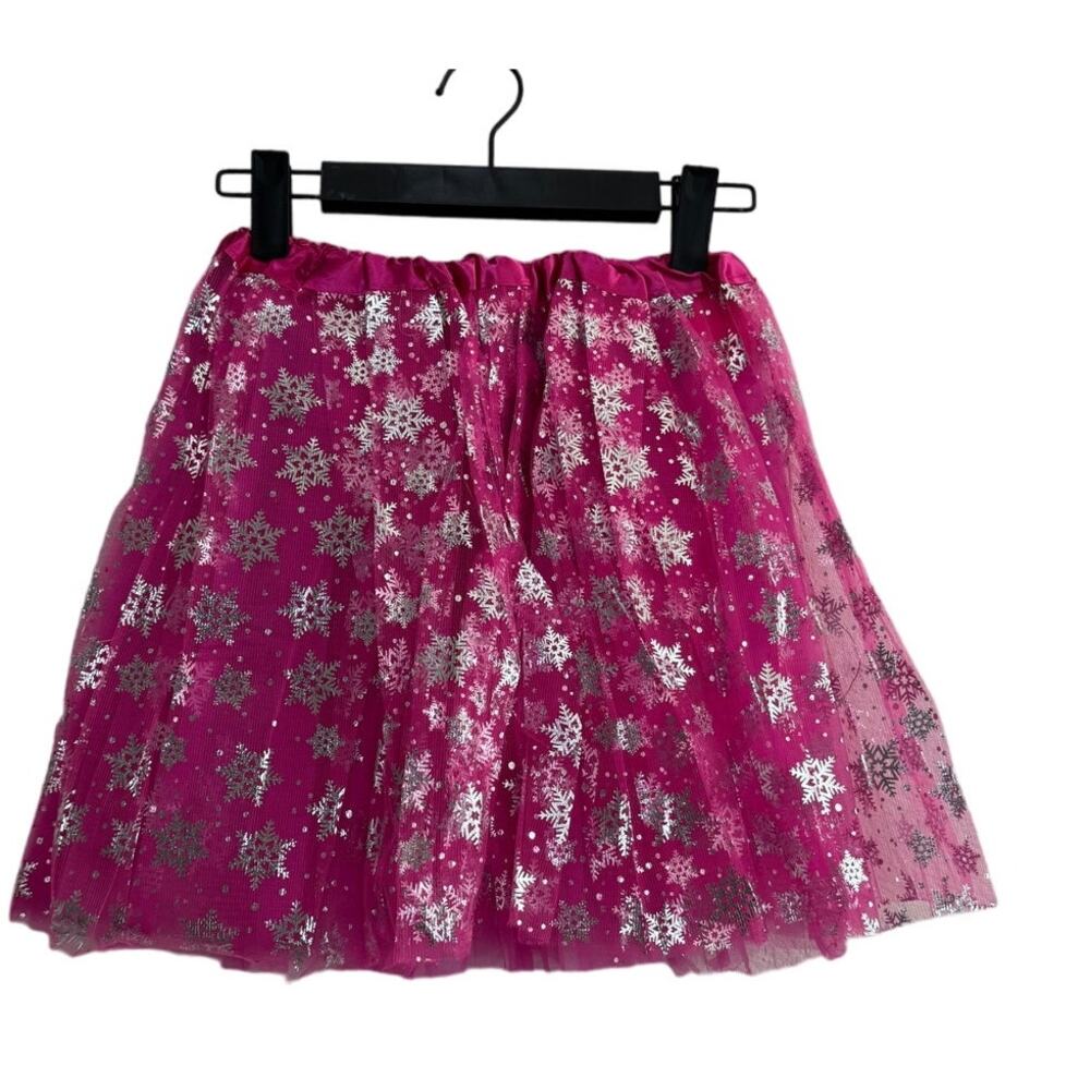 NWOT Women's LED Pink and Silver Light Up Star Skirt Elastic Tutu One Size